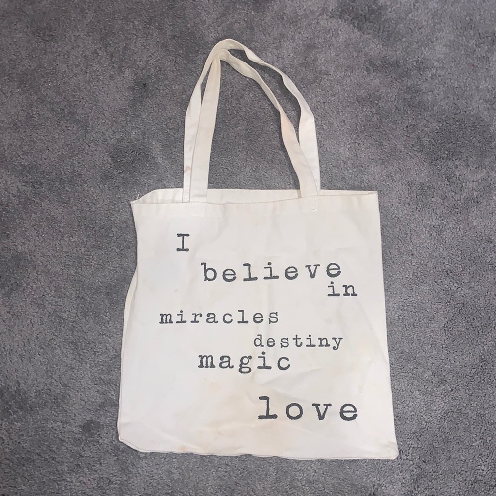 Inspirational quote tote bag